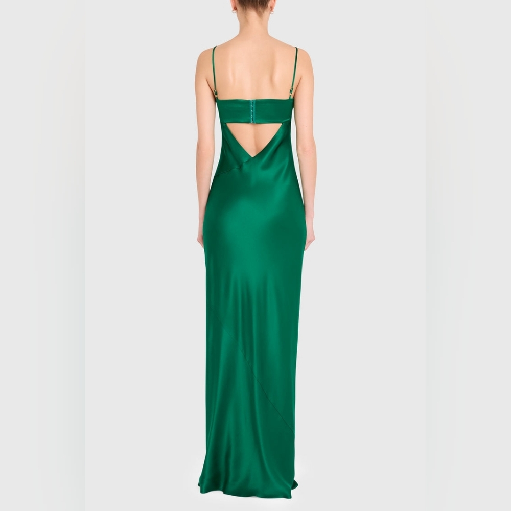 NEW RARE Amanda Uprichard BLACK Janeiro Silk Evening Gown Maxi Dress | Size Med - Picture 13 of 14
